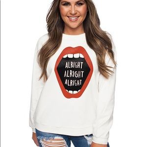 Buddy Love White Sweatshirt Sweater Lips Shirt NEW